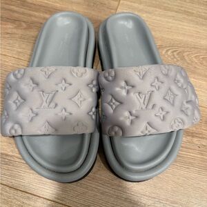 Louis Vuitton Gray Monogram pool pillow Slide Sandals